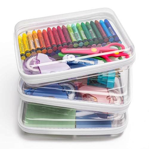 CoiiJoii 3PCS Medium Clear Hard Shell Zipper Case,Portable - Image 2