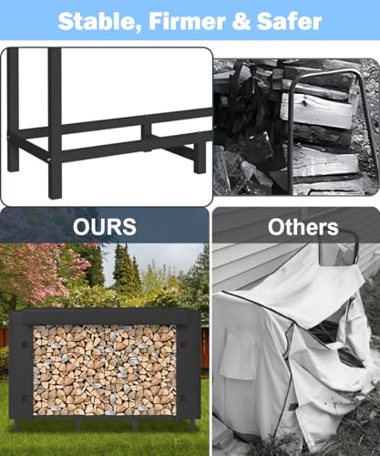 4ft Firewood Rack Holder with Cover, Adjustable Heavy Duty - Image 6