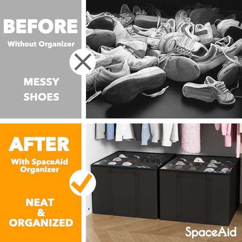 SpaceAid Shoe Organizer for Closet, 2 Pack Foldable Shoe Storage - Image 3
