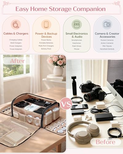 Marscamd Cable Organizer Bag for Travel Cords & Chargers, Black - Image 4