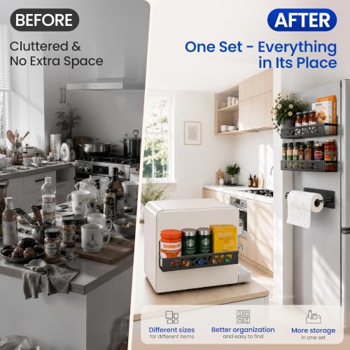 Magnetic Spice Rack with Paper Towel Holder,4 Pack - Image 5