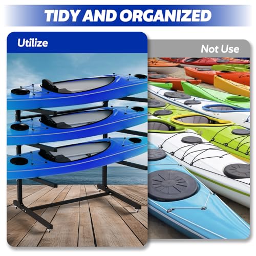 Freestanding Kayak Storage Rack, Adjustable 3-Tier Kayak Rack - Image 5