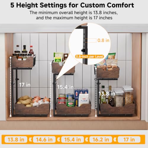 Pull Out Cabinet Shelf 2 Tier Metal Under Sink Organier - Image 5