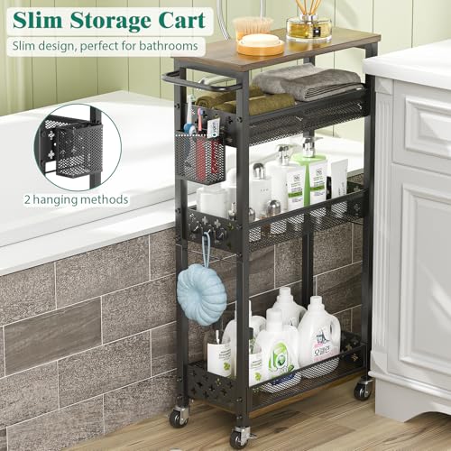XYZLVSI 4 Tier Slim Storage Cart Laundry Room Organi | All Products - Image 3