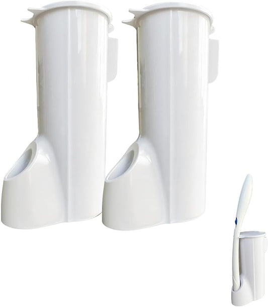 2 Packs Toilet Wand Caddy Holder (Holder Only, No Wand), Disposable Brush Kit, Stand Toilet Cleaning Starter Kit, Wall Mounted Storage Caddy.