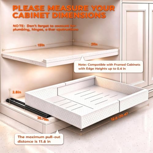 Pull Out Cabinet Organizer, Expandable 12.6"-20.47" 2Pack (White) - Image 4