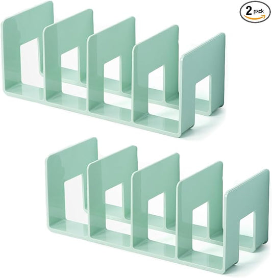 2 Pcs Purse Organizer for Closet, Acrylic Clear Purse Storage Organizers, Closet Organizers and Storage Purse Handbag Divider Holder, 4 Sections Purse Organizers Dividers in Bedroom Office (green)