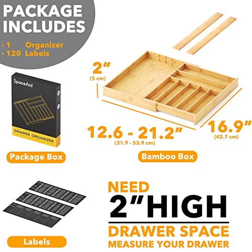 SpaceAid Bamboo Silverware Drawer Organizer with Lab | All Products - Image 5