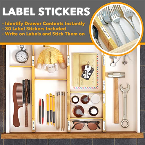 SpaceAid Bamboo Drawer Dividers with Inserts and Labels, Kitchen - Image 4