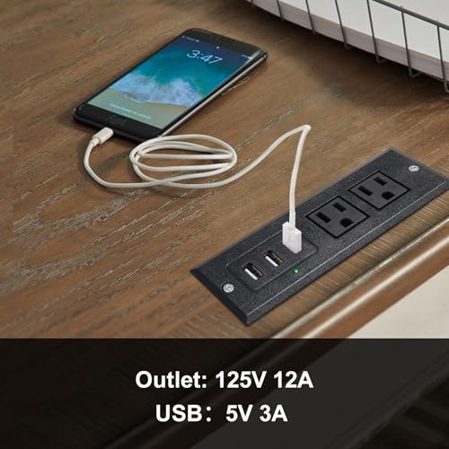 Desktop Recessed Power Strip with USB Flush Mount Power Socket 2 - Image 5