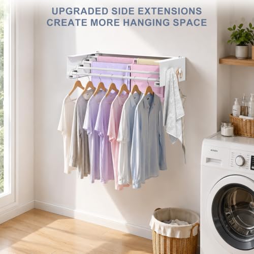 23.6" Wall Mounted Foldable Clothes Drying Rack, Space - Image 8