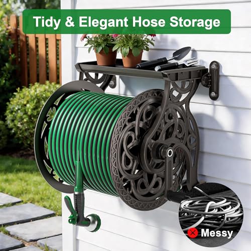 Garden Hose Reel Wall Mount Metal, Holds 125 ft x 5/8" - Image 5