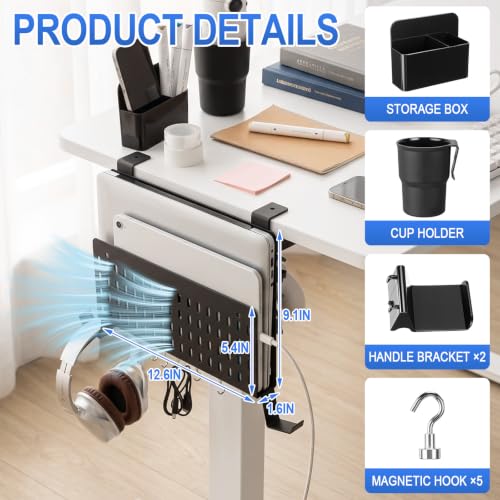 Desk Side Storage Organizer Set Fits Edge 0.2-2.2",Classic,Black - Image 3