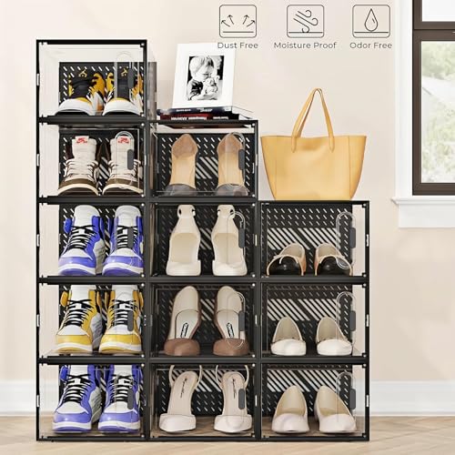 12-Pack Clear Plastic Stackable Shoe Storage Boxes | Best Organization - Image 3