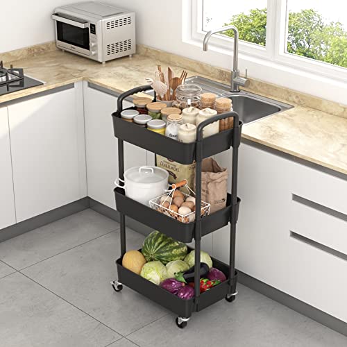 Sywhitta 3-Tier Plastic Rolling Utility Cart with Wheels - Image 4