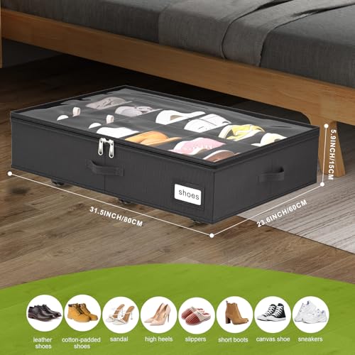 Under Bed Shoe Storage with Wheels, Fits 24 Pairs - Image 4