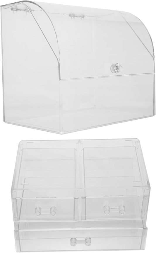 Cosmetic Storage Box Acrylic Makeup Case Thick Material Crystal Diamond Pattern Desktop Organizer