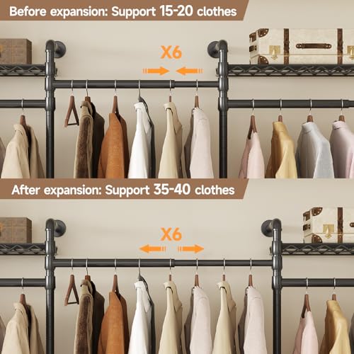 Wall Mounted Garment Rack, Industrial Pipe Clothing Rack Black - Image 5