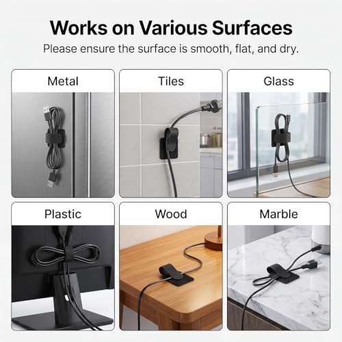 100 Pcs Cable Management Under Desk, Hook and Loop Cable Straps - Image 6