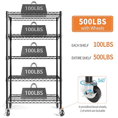 Wire Shelving, 1900lbs Capacity 5 Tier Heavy Duty NSF Wire - Image 7