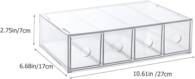 Clear Acrylic Makeup Organizer Drawer Stackable Storage Box for Cosmetics Jewelry and Accessories Elegant Design Space-saving for Vanity and Desktop Organization
