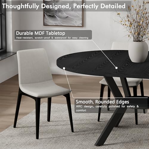 42"-58" Extendable Round Dining Table for 4-6 with Built-in Flip - Image 4