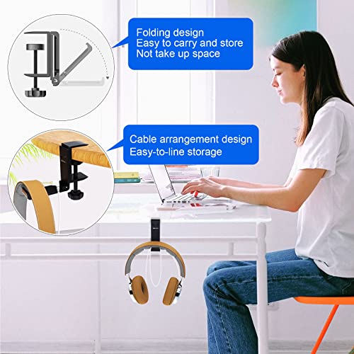 Aluminum Headphone Stand Hanger Foldable with Cable Clip - Image 6