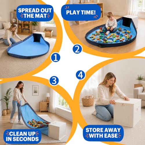 Toy Storage Organizer with Attached Play Mat for Kids – - Image 7