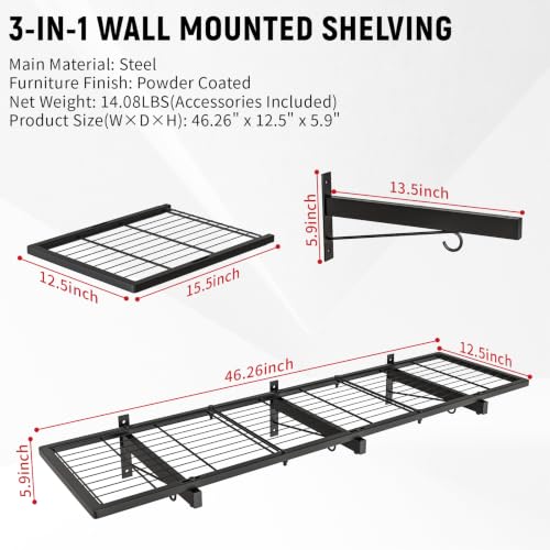 2 Pack Garage Wall Shelves, 46"X 12.5" Garage Shelving - Image 3