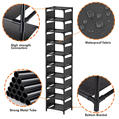 10-Tier Vertical Shoe Rack, Tall Narrow Shoe Shelf Space Saving - Image 5