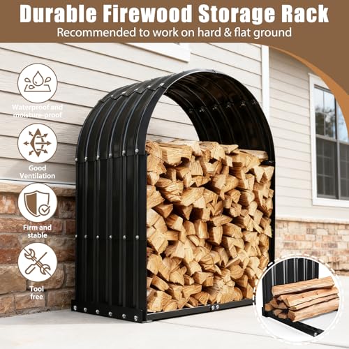 TBMLC Heavy-Duty Black Firewood Storage Shed with Round - Image 6