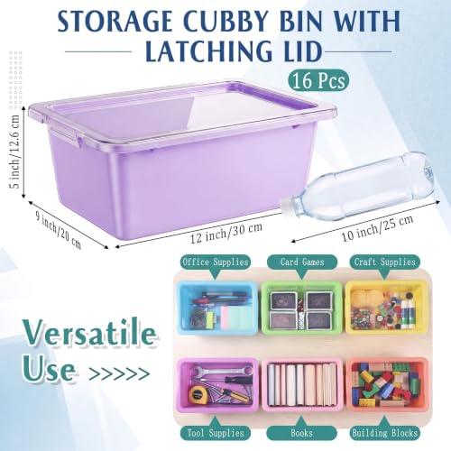 10 Pcs Classroom Storage Cubby Bins with Latching Lid,Macaron - Image 3