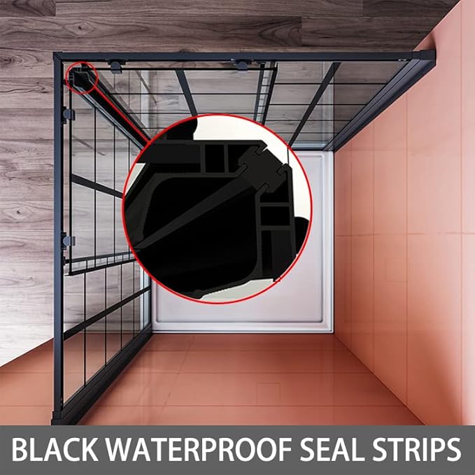 ELEGANT Corner Shower Enclosure 34 in.D x 34 in. W x 72 in. H, Double Sliding Shower Door with 1/4 in. Clear Tempered Glass, Black Framed Sliding Shower Enclosure (Shower Base Not Included)