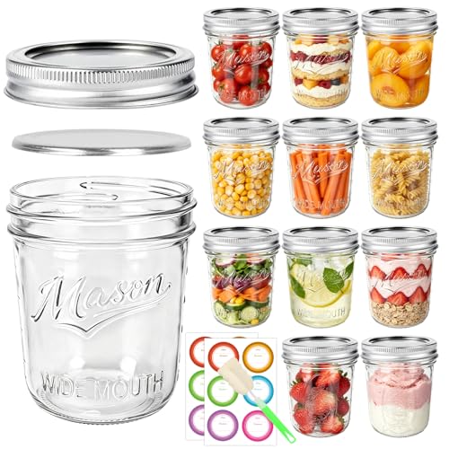 12 oz Wide Mouth Mason Jars 12-Pack with Embossed Pattern & - Image 2