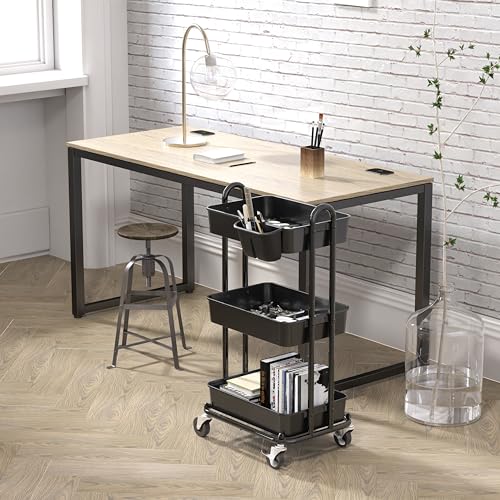 Simple Houseware 3-Tier Rolling Utility Cart with Hanging Bucket - Image 5