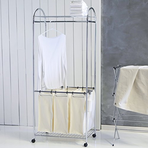 Organize It All Laundry Sorter with Canvas Bags, 3 Section Sorter - Image 4