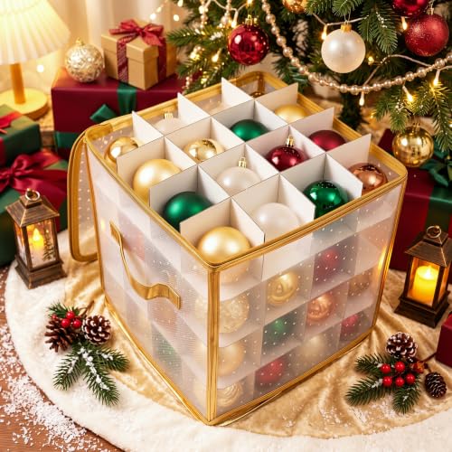 Hsei Plastic Christmas Ornament Storage Box with Dividers - Image 5