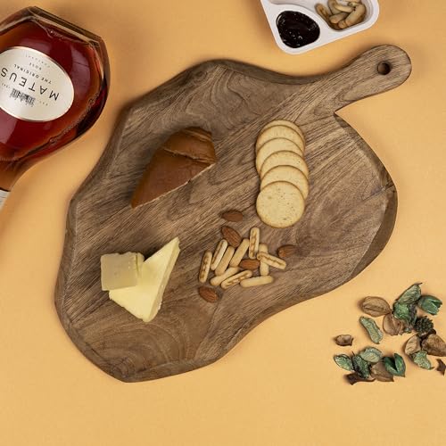 GoCraft Wooden Cutting Board with Handle | Mango Wood Leaf Shape - Image 7