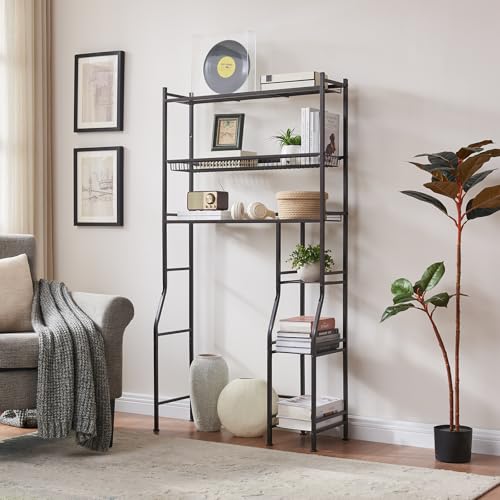 Lauren&Harold 6-Tier Over The Toilet Storage with Side Rack Black - Image 6