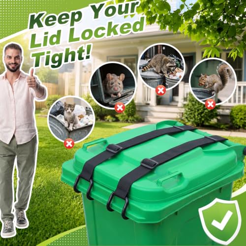 4 Pack Trash Can Lid Lock Outdoor Garbage Strap for Raccoon - Image 4