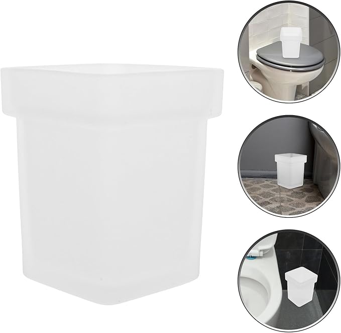 Ceramic Toilet Brush Holder with Square Frosted Bathroom Bowl Brush Stand for Household Toilet Cleaning and Storage