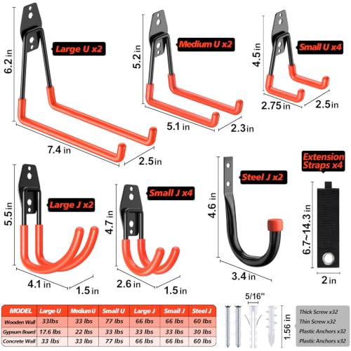 20-Pack Heavy Duty Garage Hooks for Storage & Hanging Items - Image 4