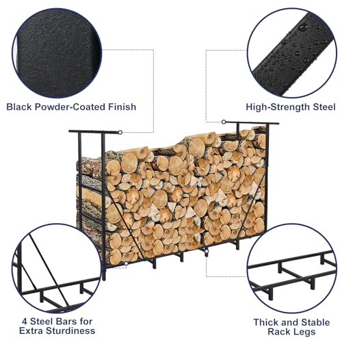 HONEST OUTFITTERS 6ft Firewood Rack Outdoor | Home Organization - Image 5