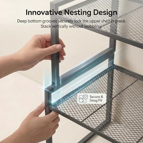Stackable Kitchen Cabinet Organizer Shelves Pantry Rack Set of 2 - Image 4
