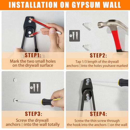 KOFANI Heavy Duty Steel Hooks-16PK Orange Wall Mount | Garage Storage - Image 5
