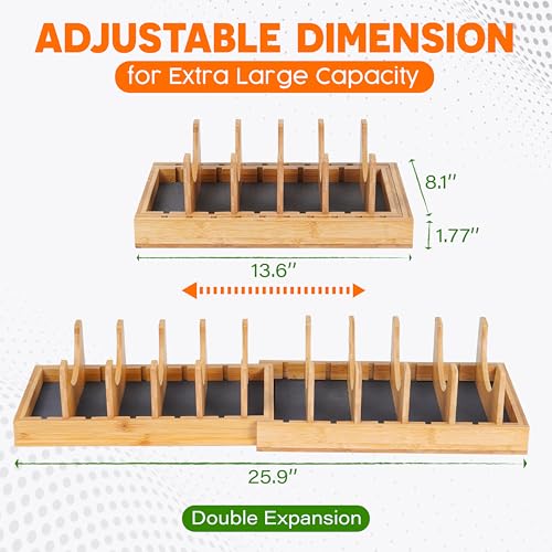 [Adjustable] Bamboo Pots and Pans Organizer Under Ca | All Products - Image 3