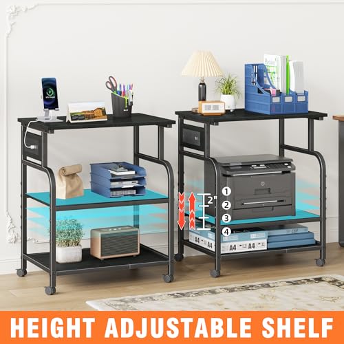 YAOHUOO 3 Tier Large Printer Stand with Power | Home Organization - Image 4