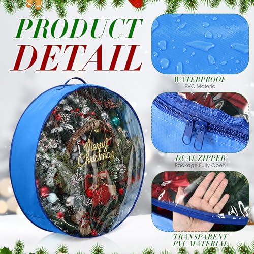 Aliceset 4 Pack Wreath Storage Bags, 24 x 24 x 7.8 Inch, Blue - Image 5
