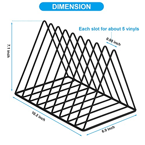 Vinyl Record Holder Storage, 9 Slot Metal Magazine Book - Image 4