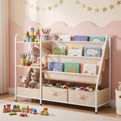 Kids Bookshelf and Toy Storage Organizer, 4-in-1 Bookcase - Image 2